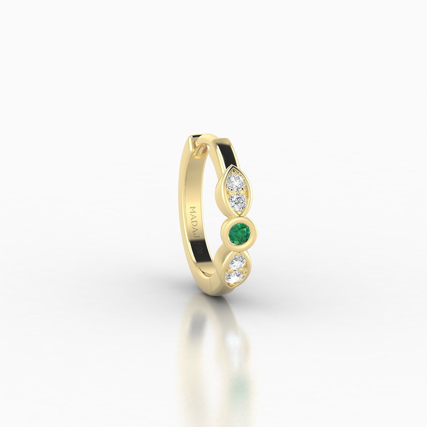 Anahita | 18k Yellow Gold 8 mm Emerald & Diamond Hoop Piercing