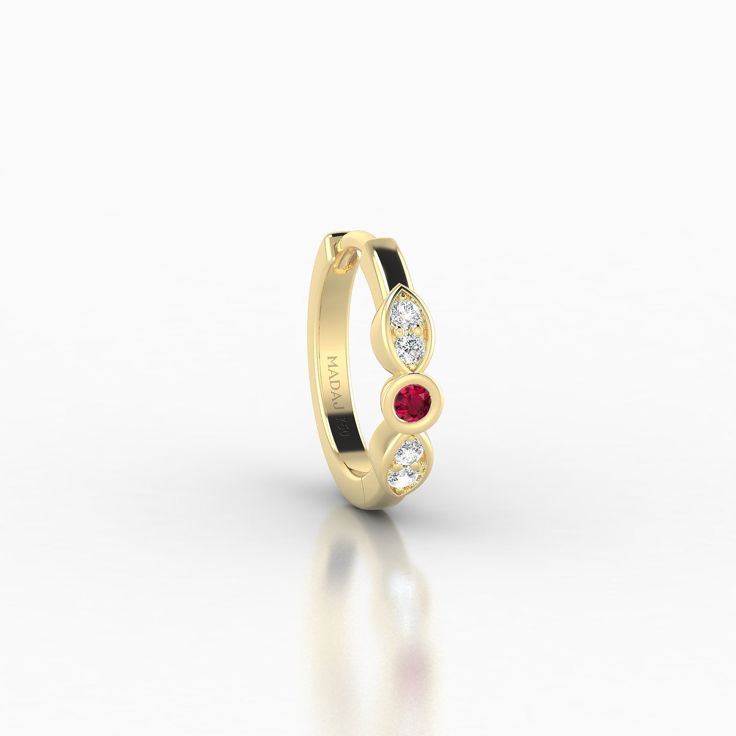 Anahita | 18k Yellow Gold 8 mm Ruby & Diamond Hoop Piercing