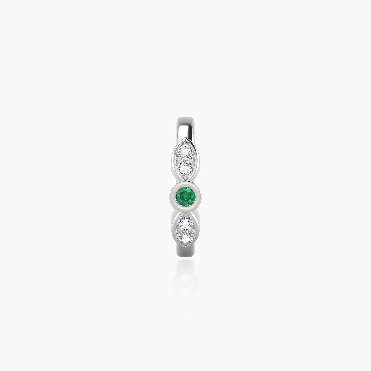 Anahita | 18k White Gold 8 mm Emerald & Diamond Hoop Piercing