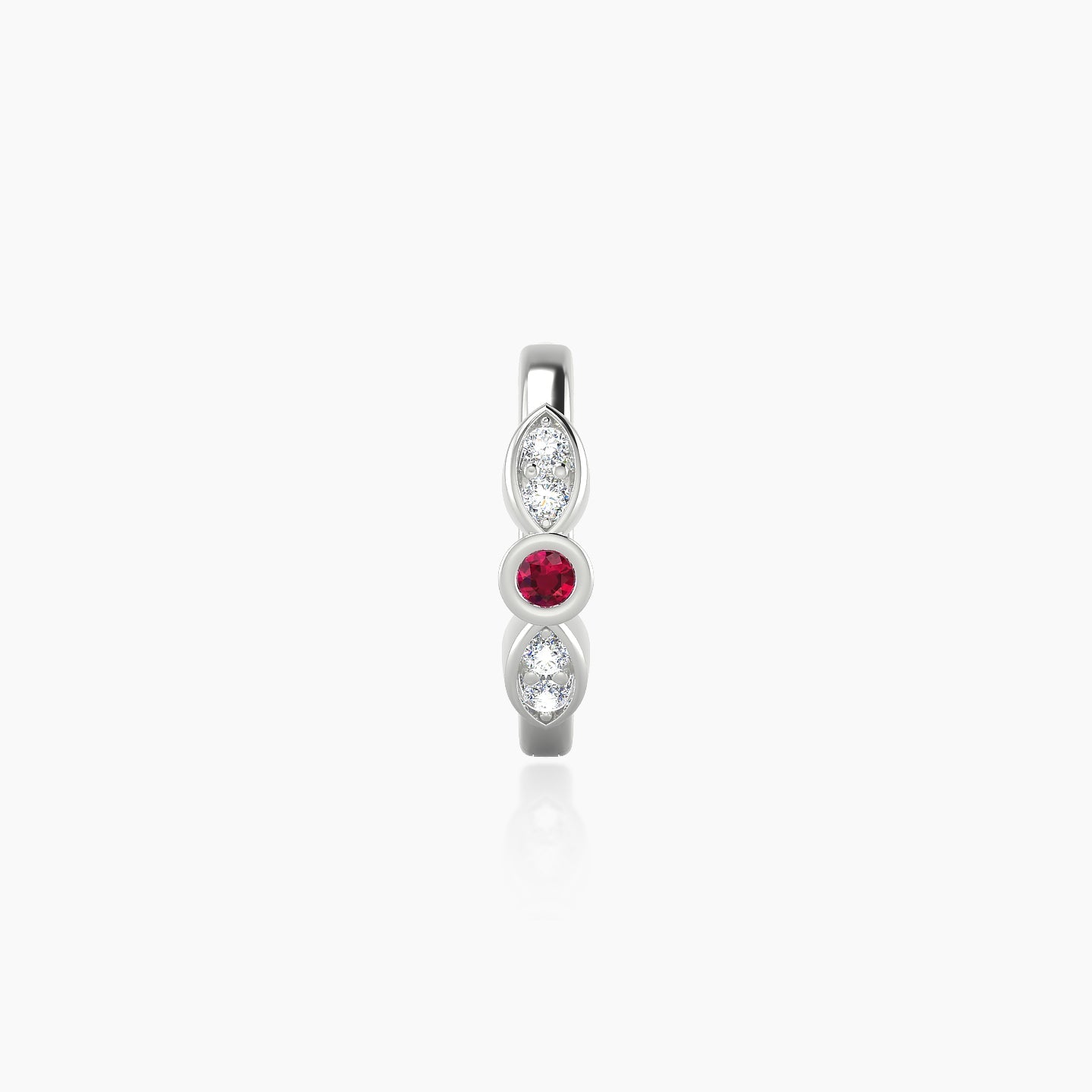 Anahita | 18k White Gold 8 mm Ruby & Diamond Hoop Piercing