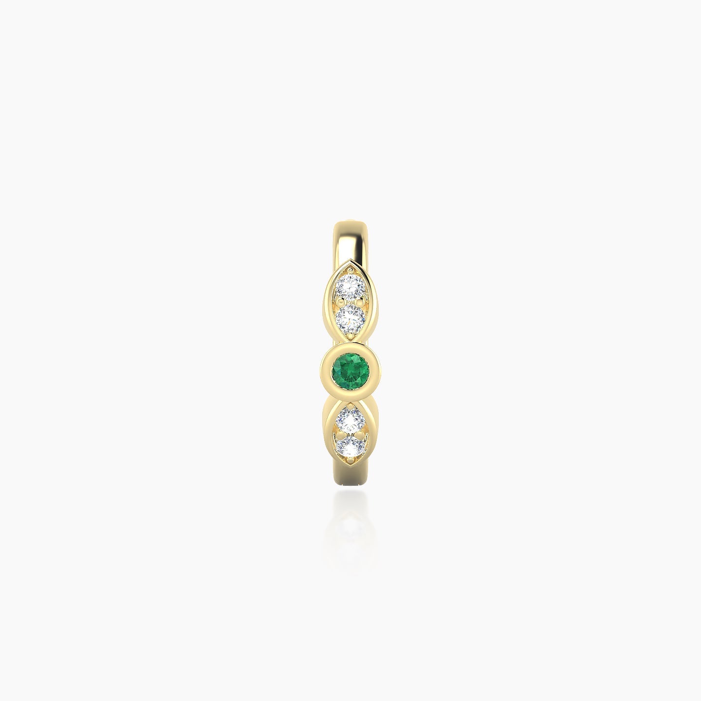 Anahita | 18k Yellow Gold 8 mm Emerald & Diamond Hoop Piercing