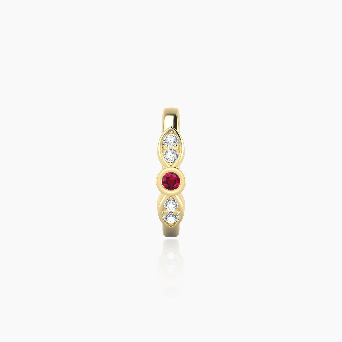 Anahita | 18k Yellow Gold 8 mm Ruby & Diamond Hoop Piercing