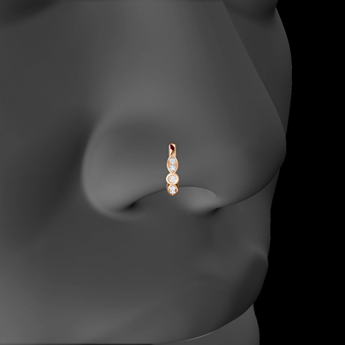 Anahita | 18k Rose Gold 8 mm Diamond Nose Ring Piercing