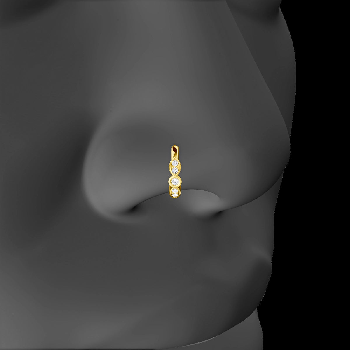 Anahita | 18k Yellow Gold 8 mm Diamond Nose Ring Piercing