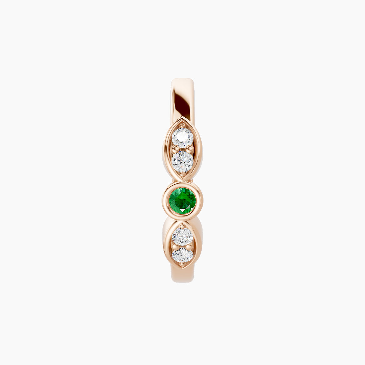 Anahita | 18k Rose Gold 9.5 mm Emerald & Diamond Hoop Piercing