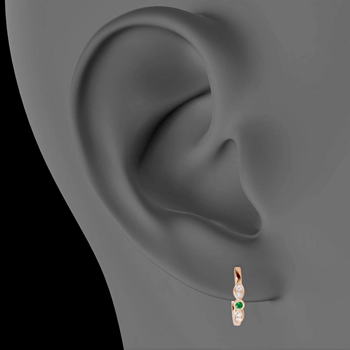 Anahita | 18k Rose Gold 9.5 mm Emerald & Diamond Hoop Piercing