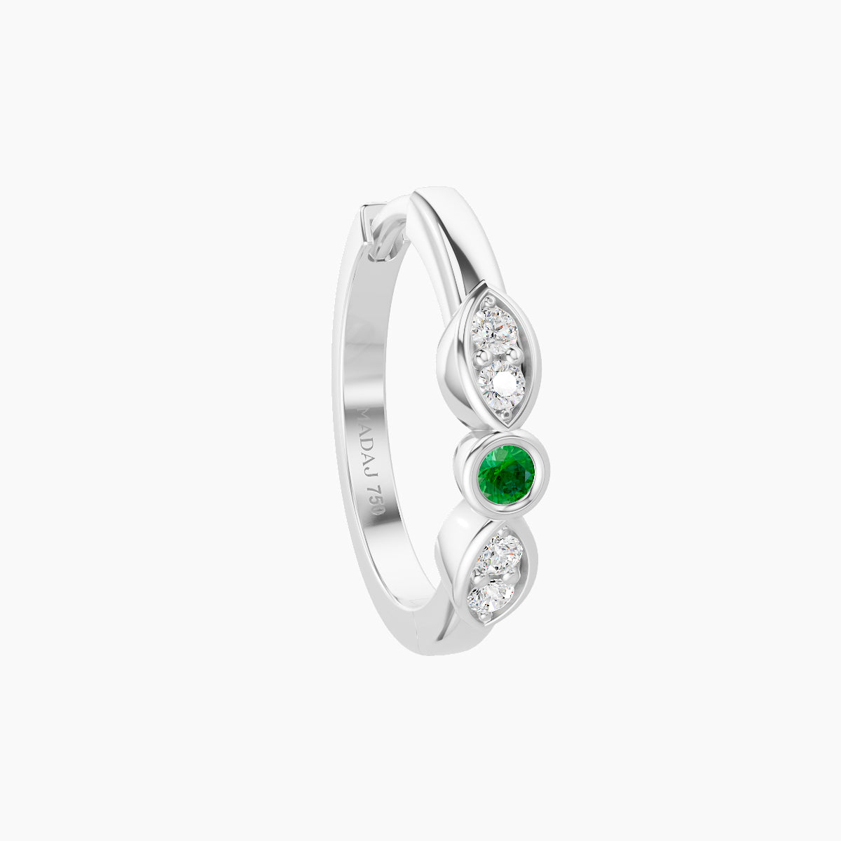 Anahita | 18k White Gold 9.5 mm Emerald & Diamond Hoop Piercing