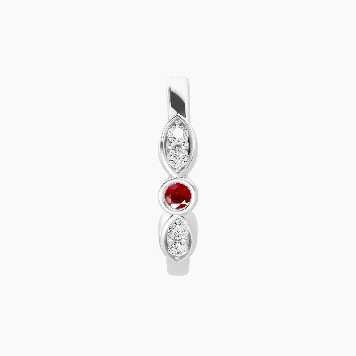 Anahita | 18k White Gold 9.5 mm Ruby & Diamond Hoop Piercing
