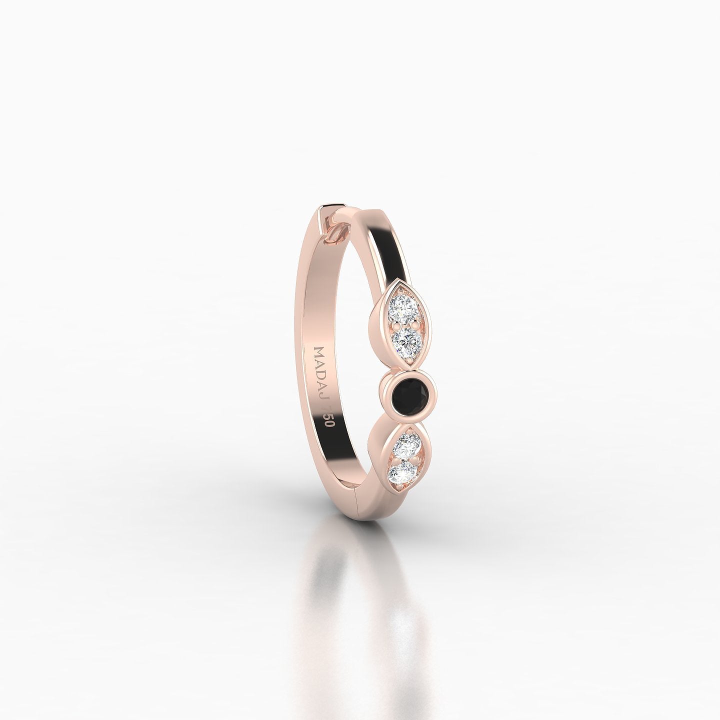 Anahita | 18k Rose Gold 9.5 mm Black Diamond & Diamond Hoop Piercing