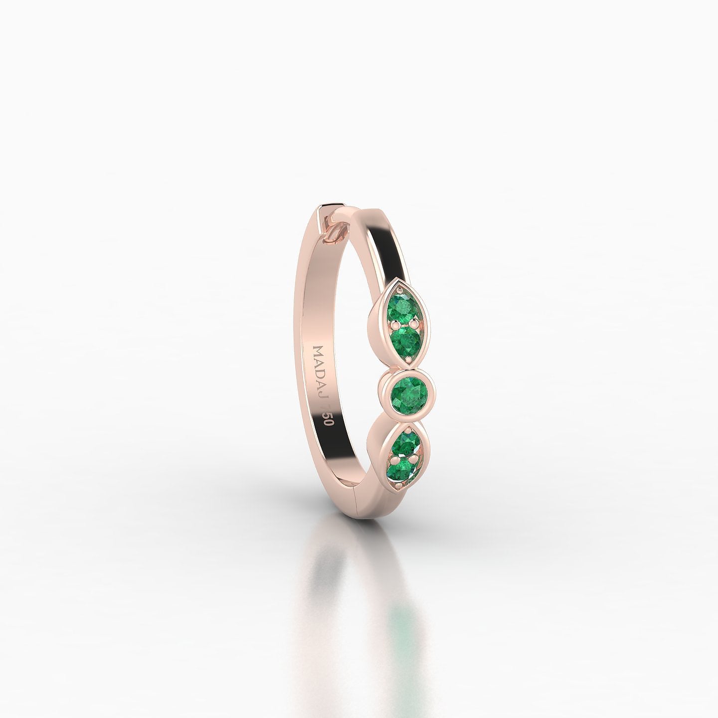 Anahita | 18k Rose Gold 9.5 mm Emerald Hoop Piercing