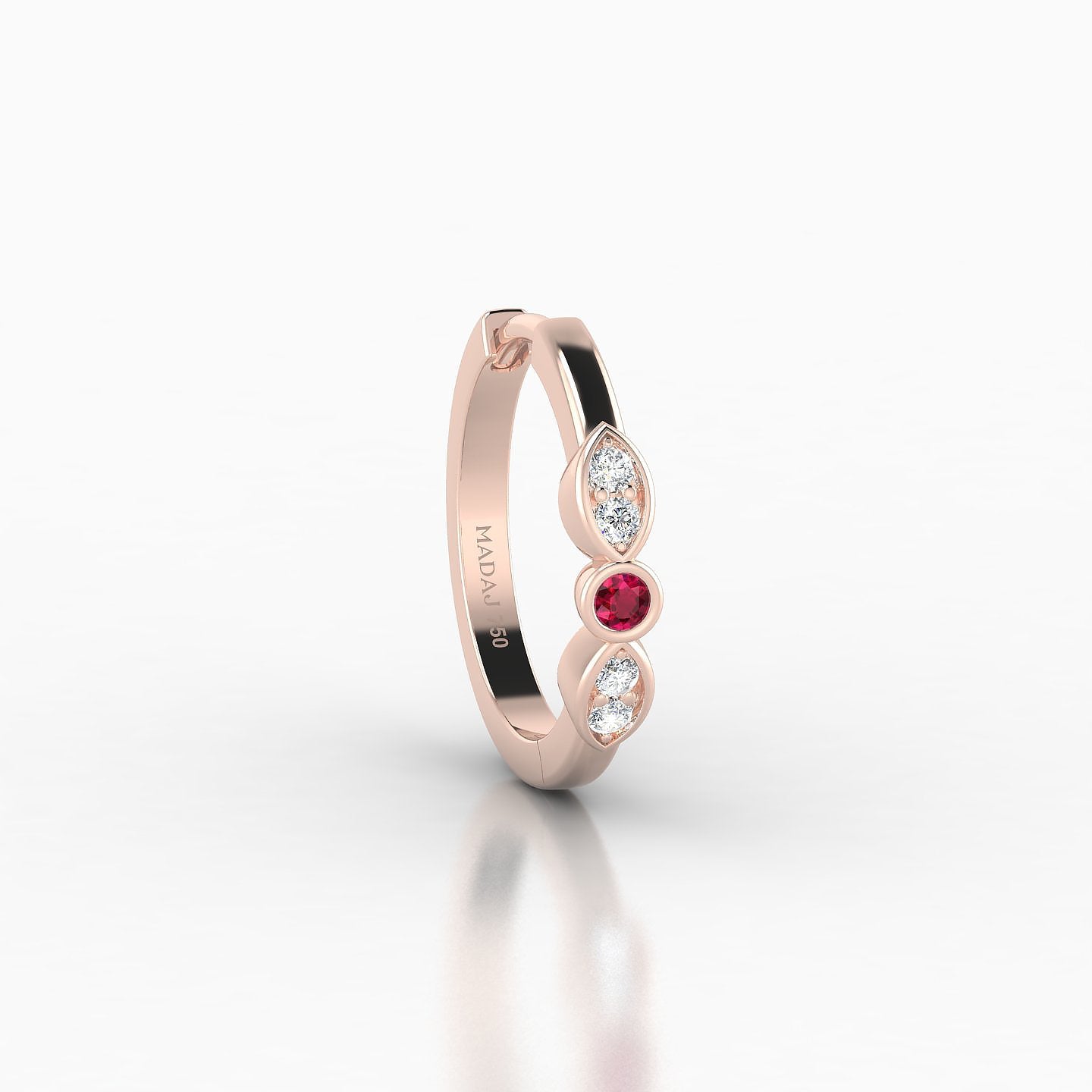 Anahita | 18k Rose Gold 9.5 mm Ruby & Diamond Hoop Piercing