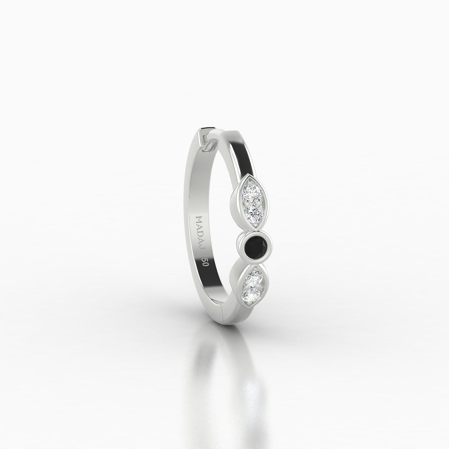 Anahita | 18k White Gold 9.5 mm Black Diamond & Diamond Hoop Piercing