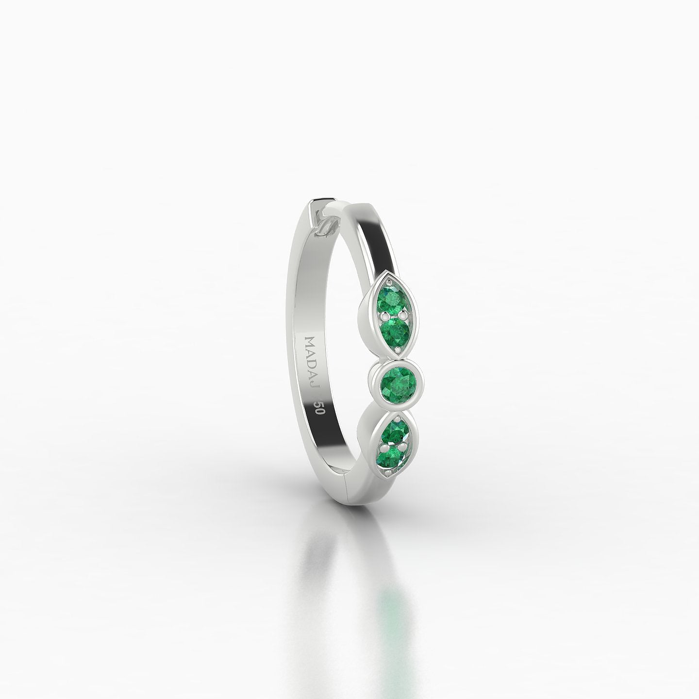 Anahita | 18k White Gold 9.5 mm Emerald Hoop Piercing