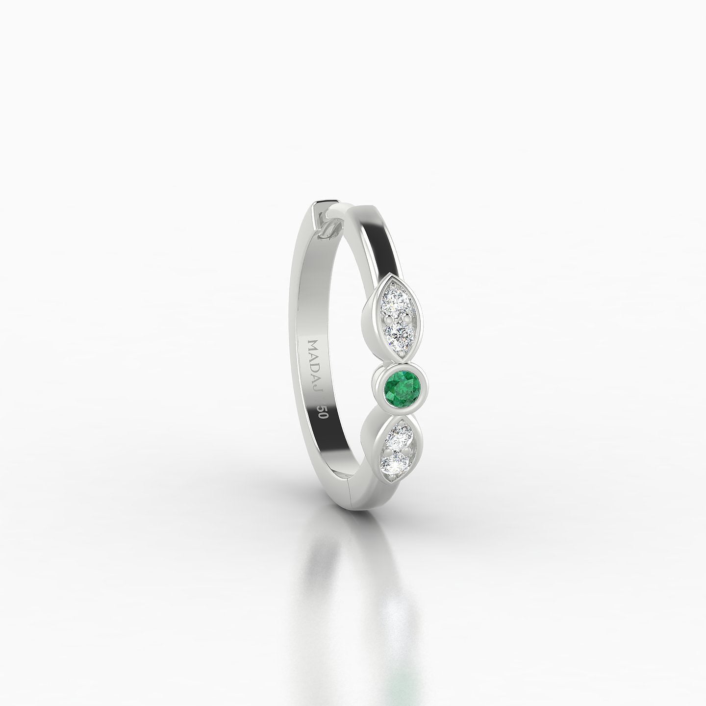 Anahita | 18k White Gold 9.5 mm Emerald & Diamond Hoop Piercing