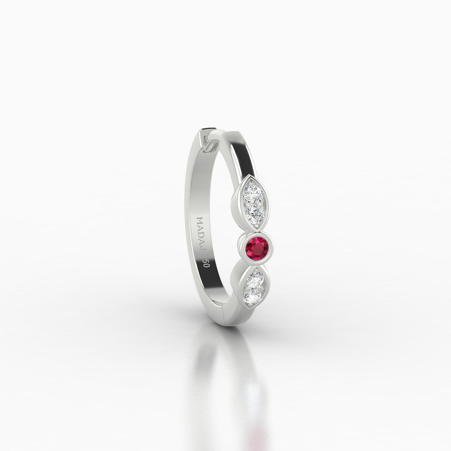 Anahita | 18k White Gold 9.5 mm Ruby & Diamond Hoop Piercing