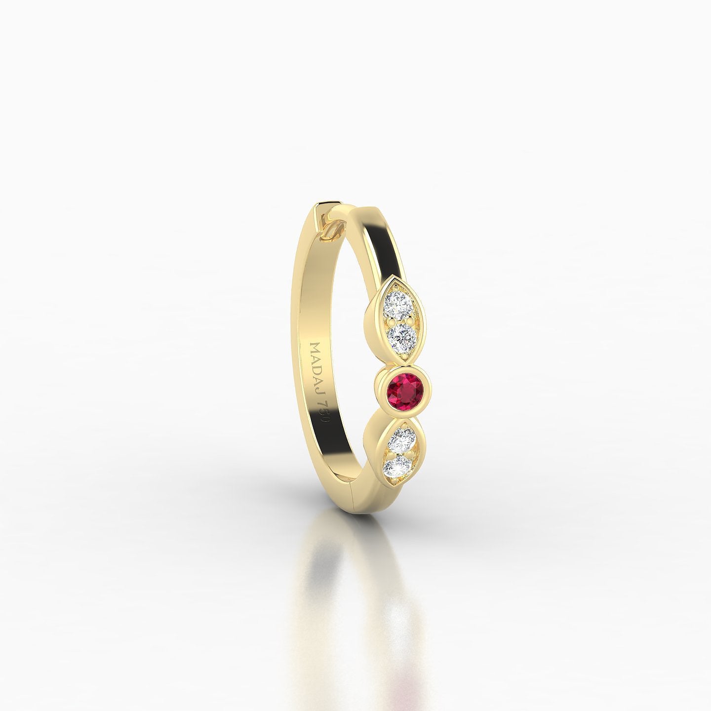 Anahita | 18k Yellow Gold 9.5 mm Ruby & Diamond Hoop Piercing