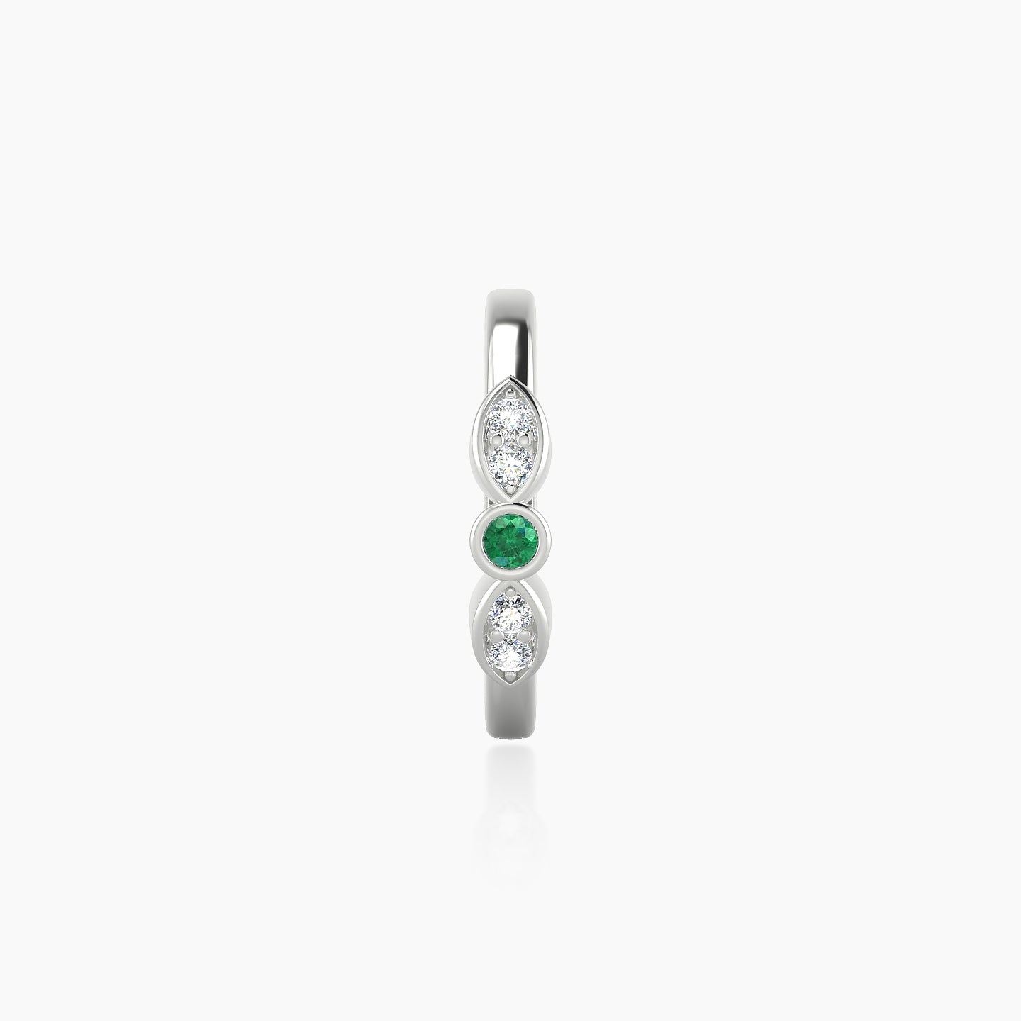 Anahita | 18k White Gold 9.5 mm Emerald & Diamond Hoop Piercing