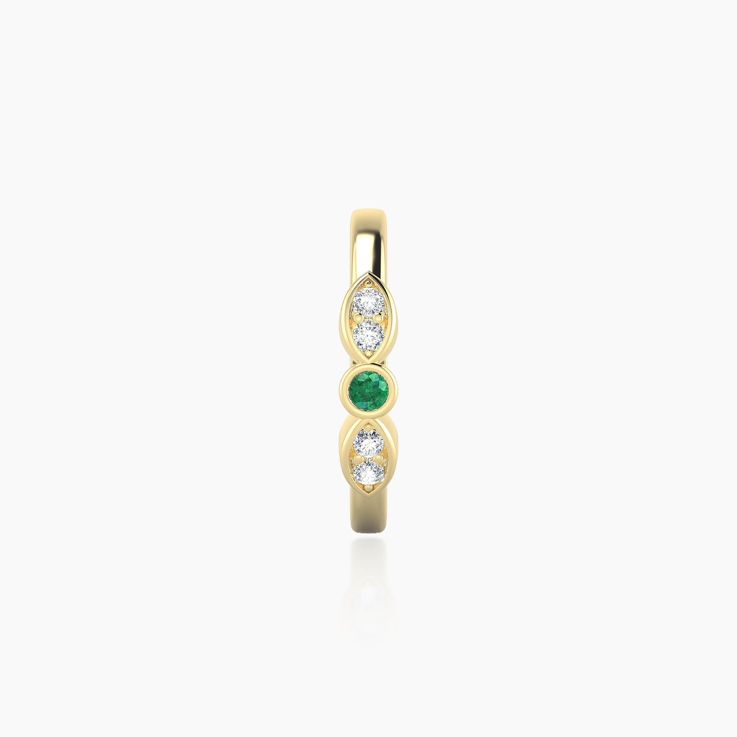 Anahita | 18k Yellow Gold 9.5 mm Emerald & Diamond Hoop Piercing