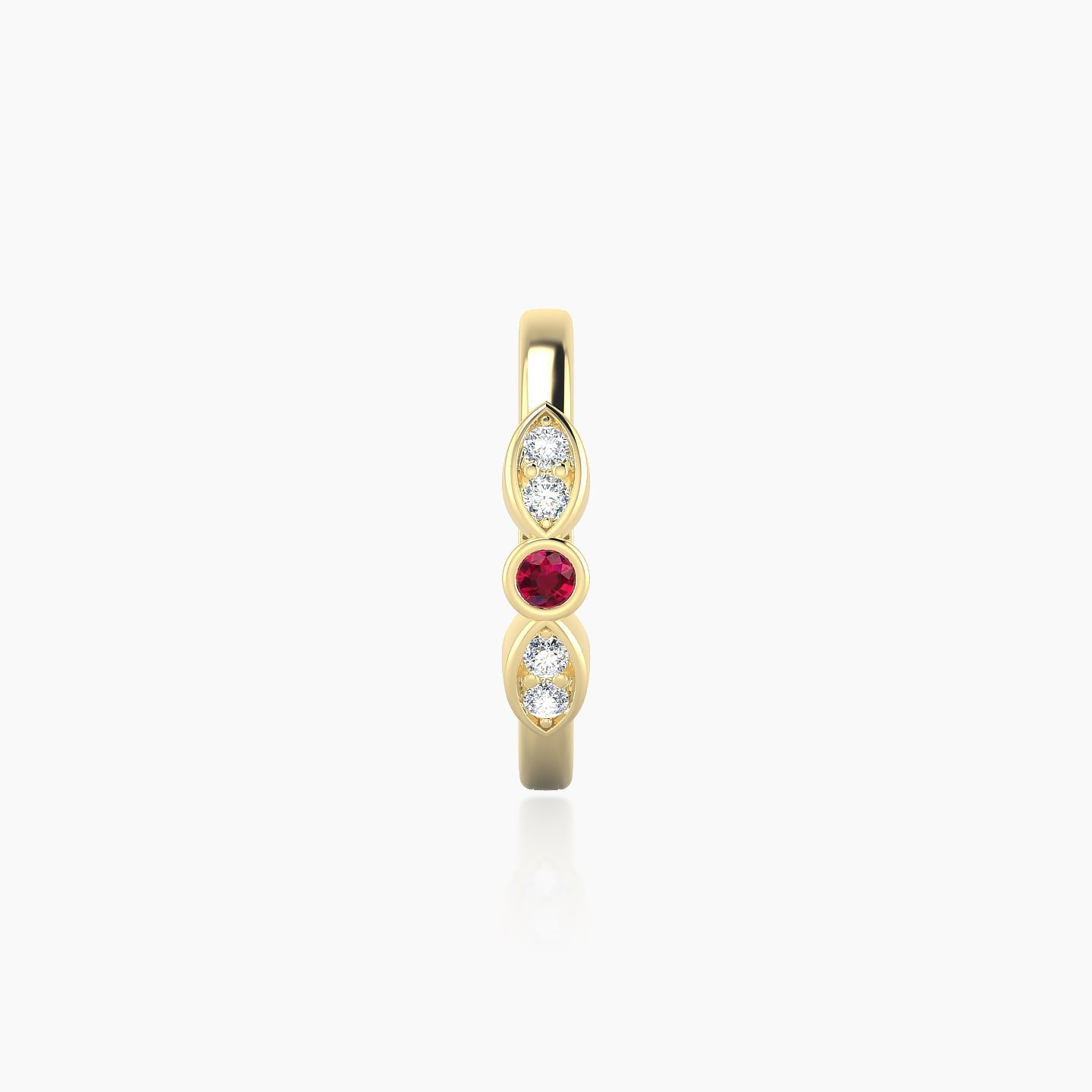 Anahita | 18k Yellow Gold 9.5 mm Ruby & Diamond Hoop Piercing