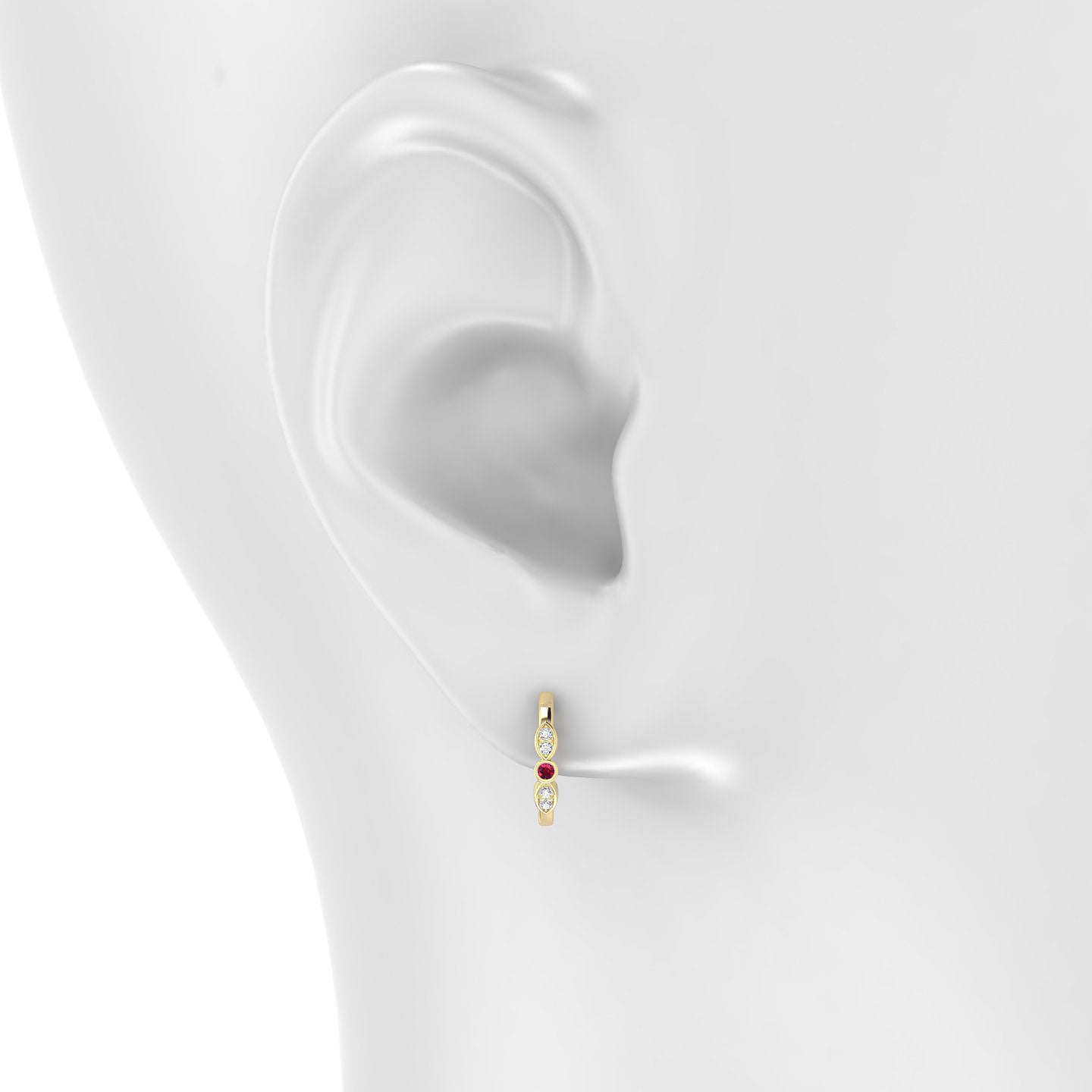 Anahita | 18k Yellow Gold 9.5 mm Ruby & Diamond Hoop Piercing