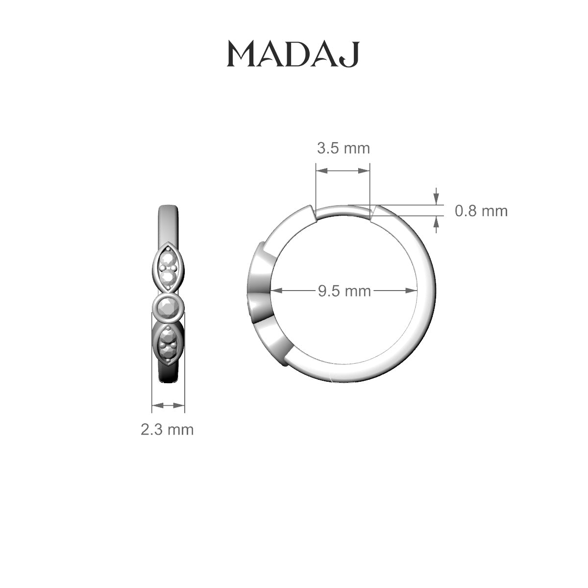 Anahita | 18k Rose Gold 9.5 mm Diamond Nose Ring Piercing