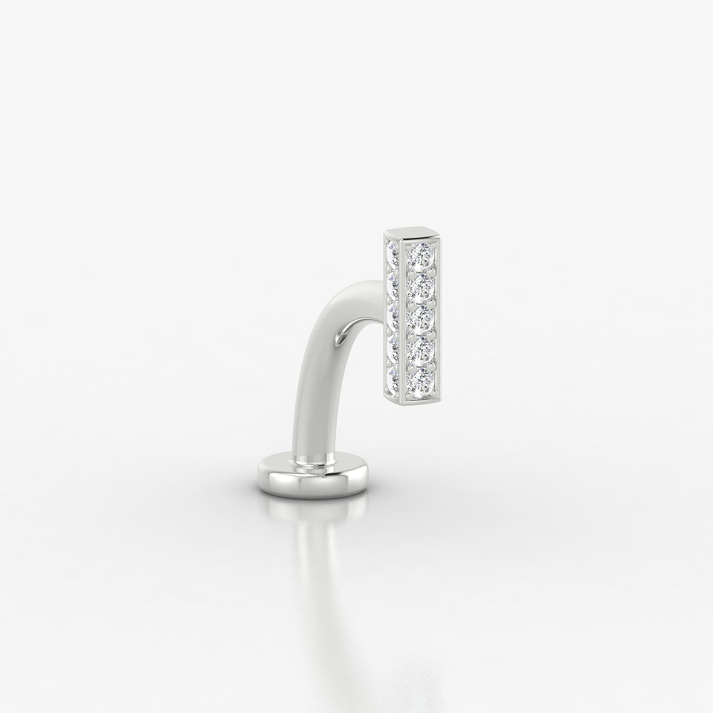 Aria | 18k White Gold 6 mm 10 mm Bar Diamond Floating Navel Piercing