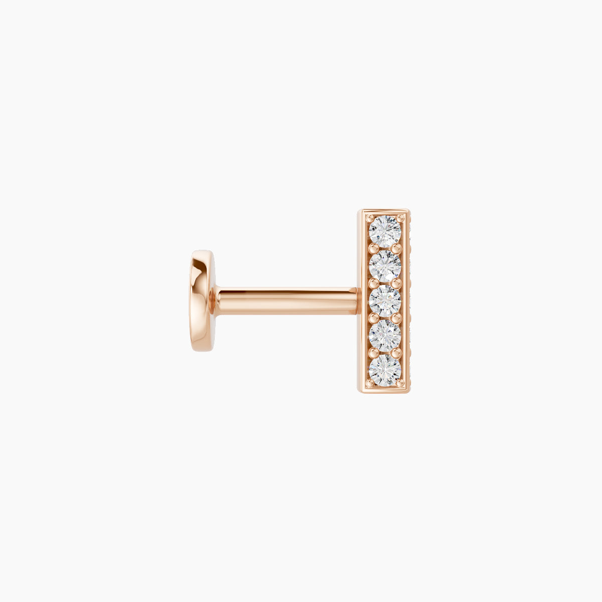 Aria | 18k Rose Gold 6.5 mm 5 mm Bar Diamond Nose Piercing