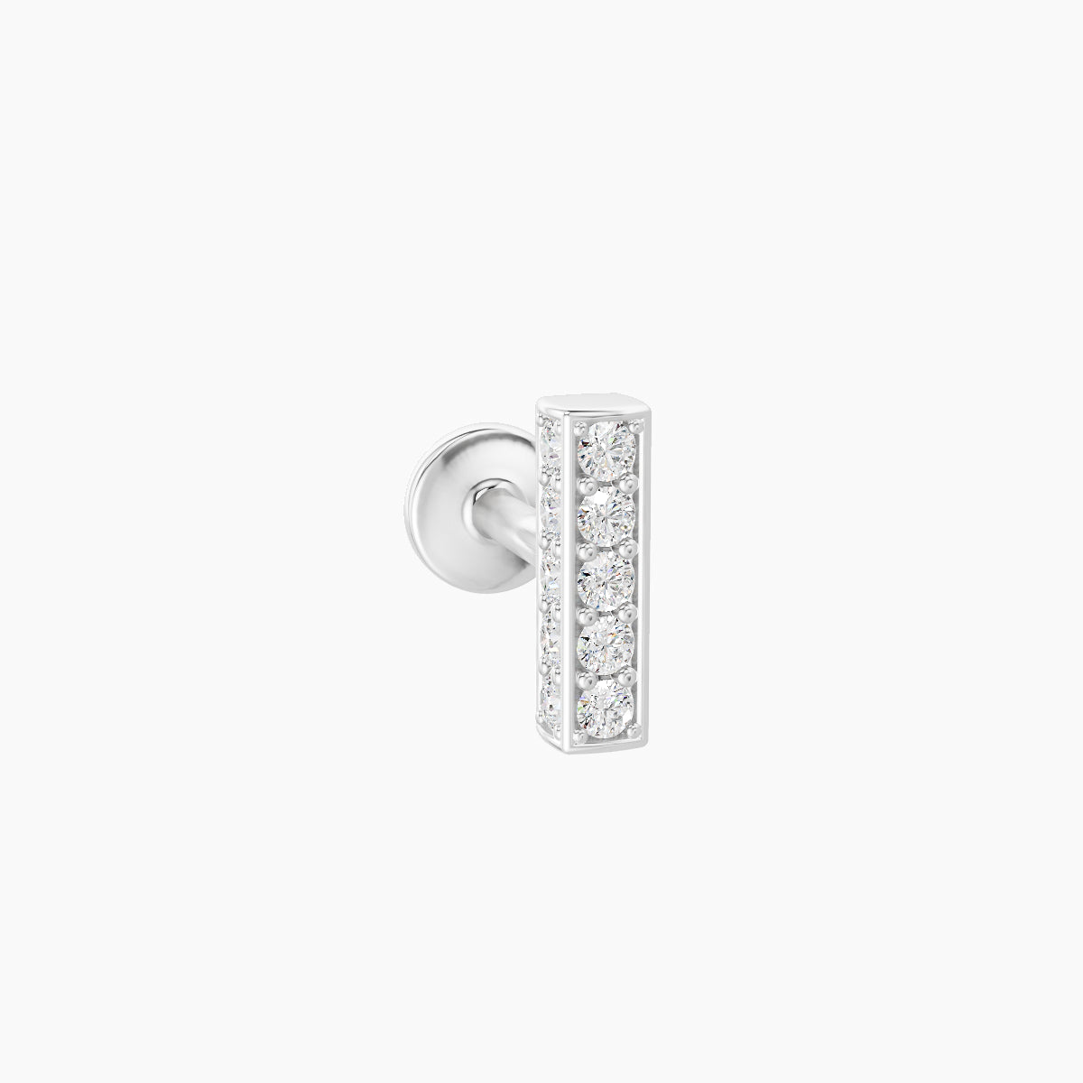 Aria | 18k White Gold 6.5 mm 5 mm Bar Diamond Nose Piercing