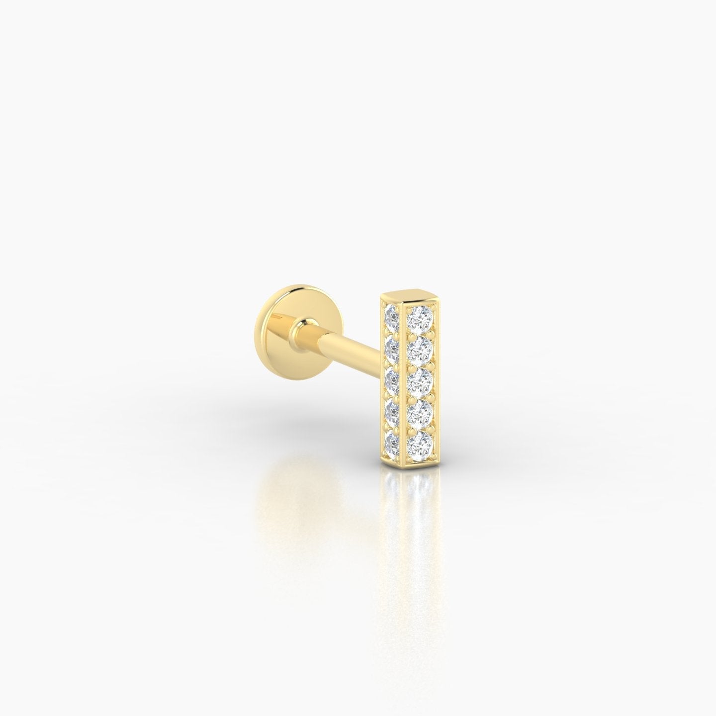 Aria | 18k Yellow Gold 6 mm 5 mm Bar Diamond Nostril Piercing