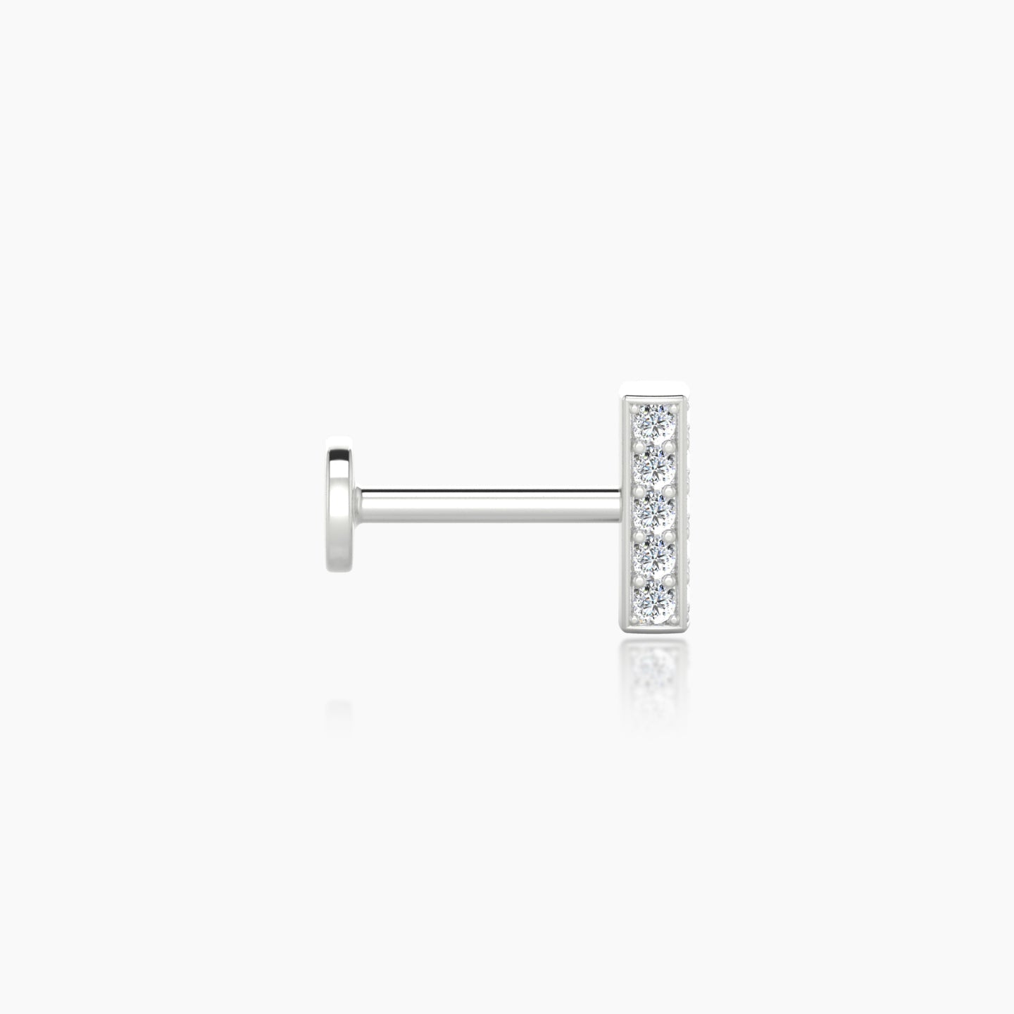 Aria | 18k White Gold 6 mm 5 mm Bar Diamond Nostril Piercing