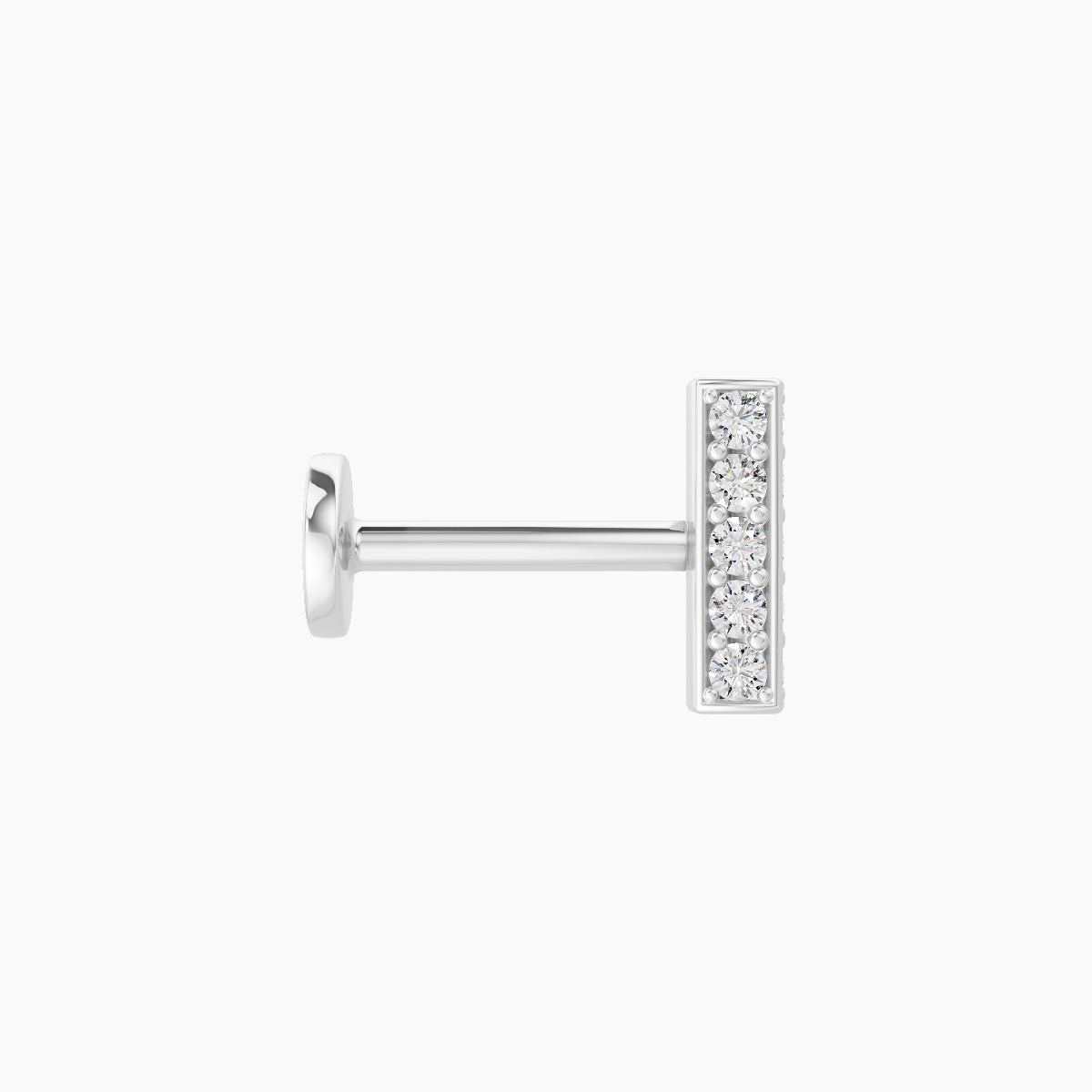 Aria | 18k White Gold 6.5 mm 6.5 mm Bar Diamond Nose Piercing