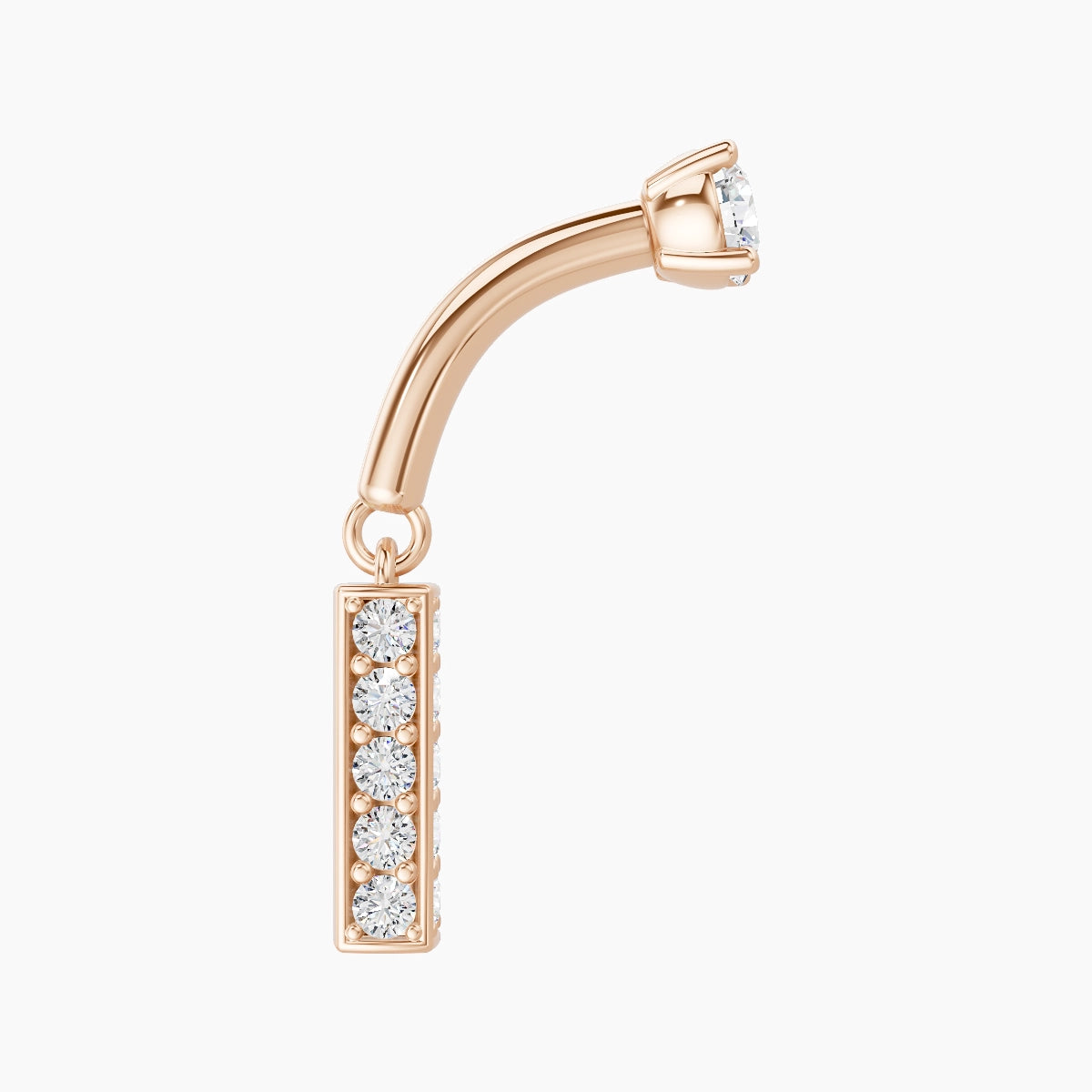 Aria | 18k Rose Gold 6 mm Bar Diamond Rook Piercing