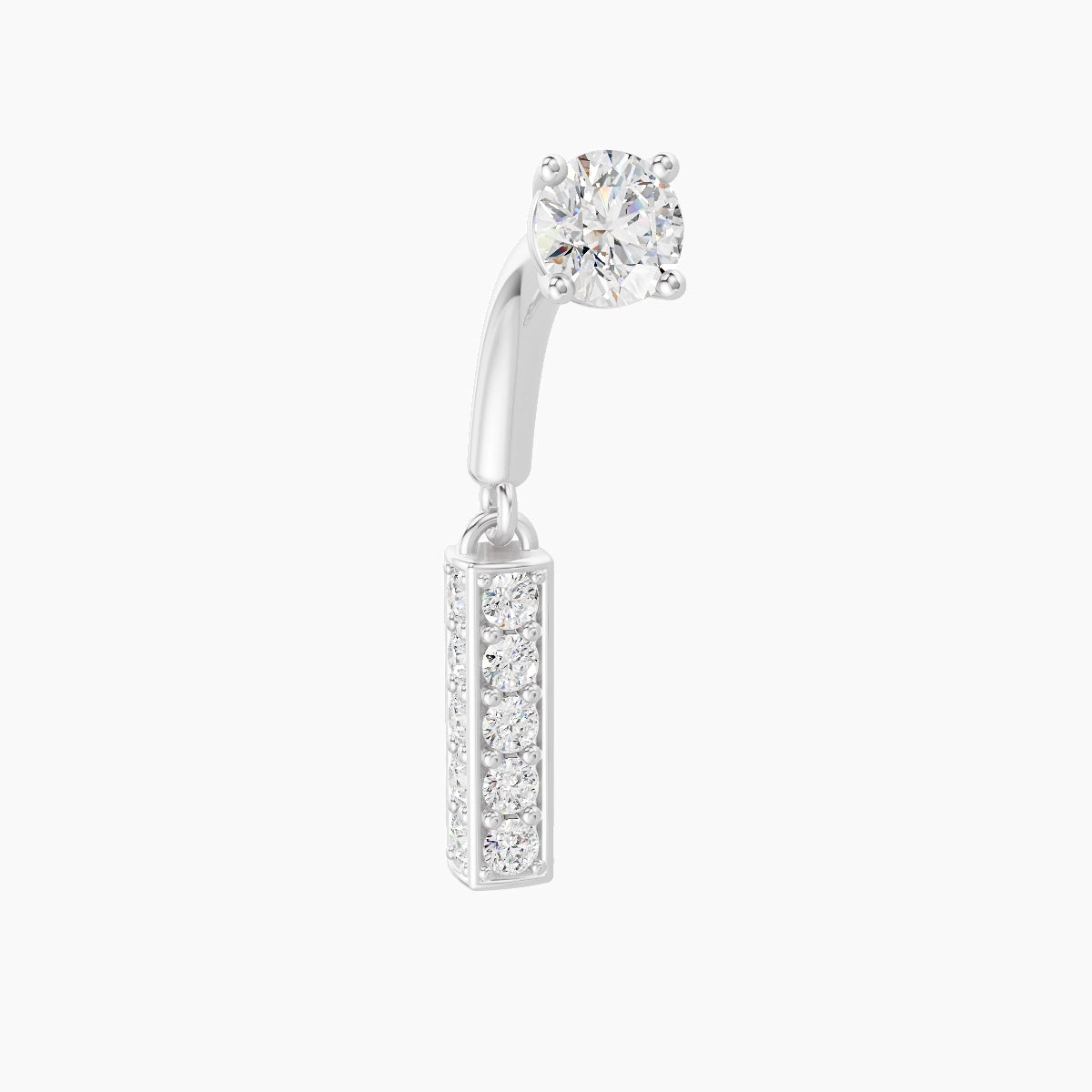 Aria | 18k White Gold 6 mm Bar Diamond Rook Piercing