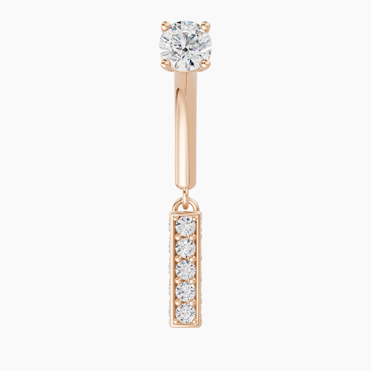 Aria | 18k Rose Gold 8 mm Bar Diamond Rook Piercing