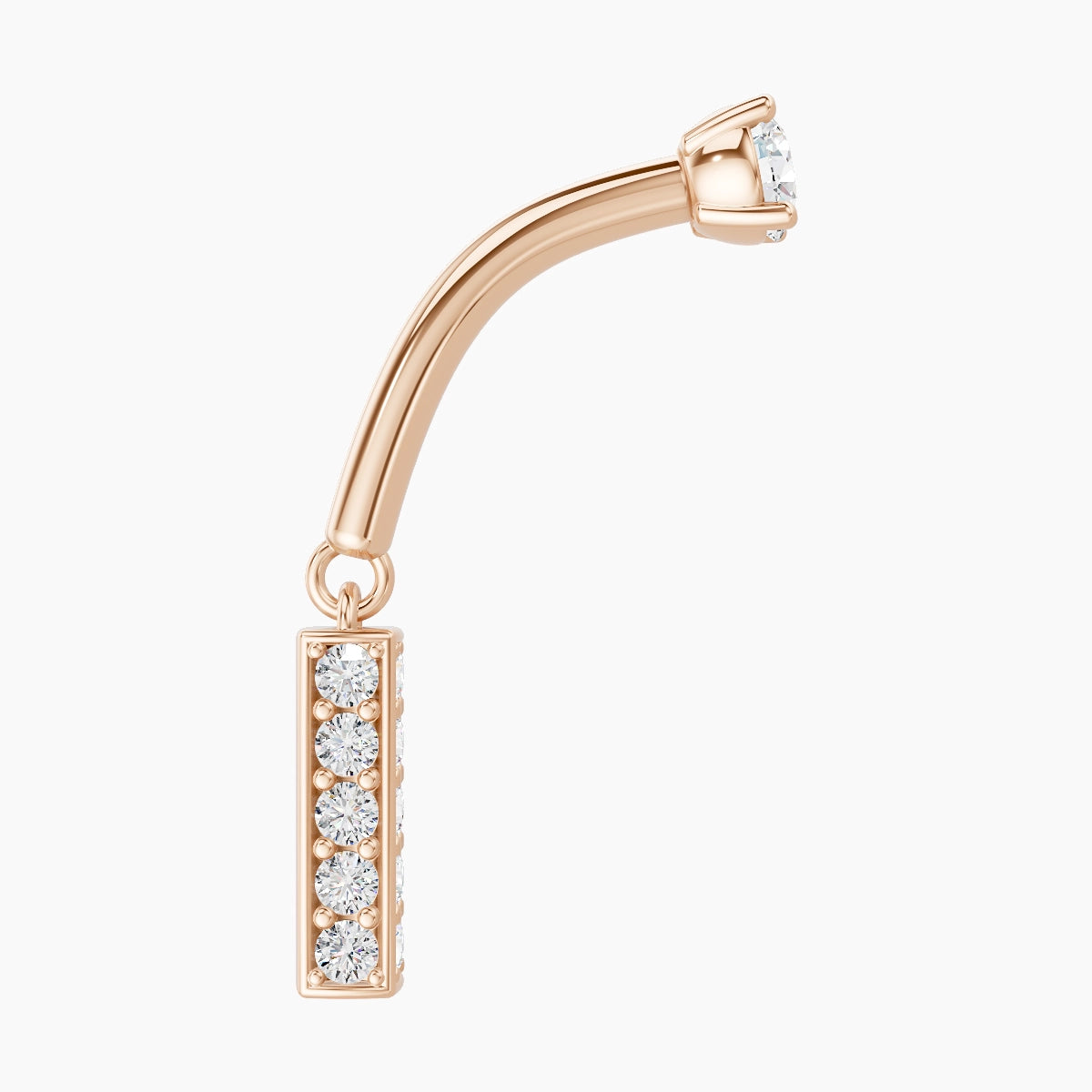 Aria | 18k Rose Gold 8 mm Bar Diamond Rook Piercing