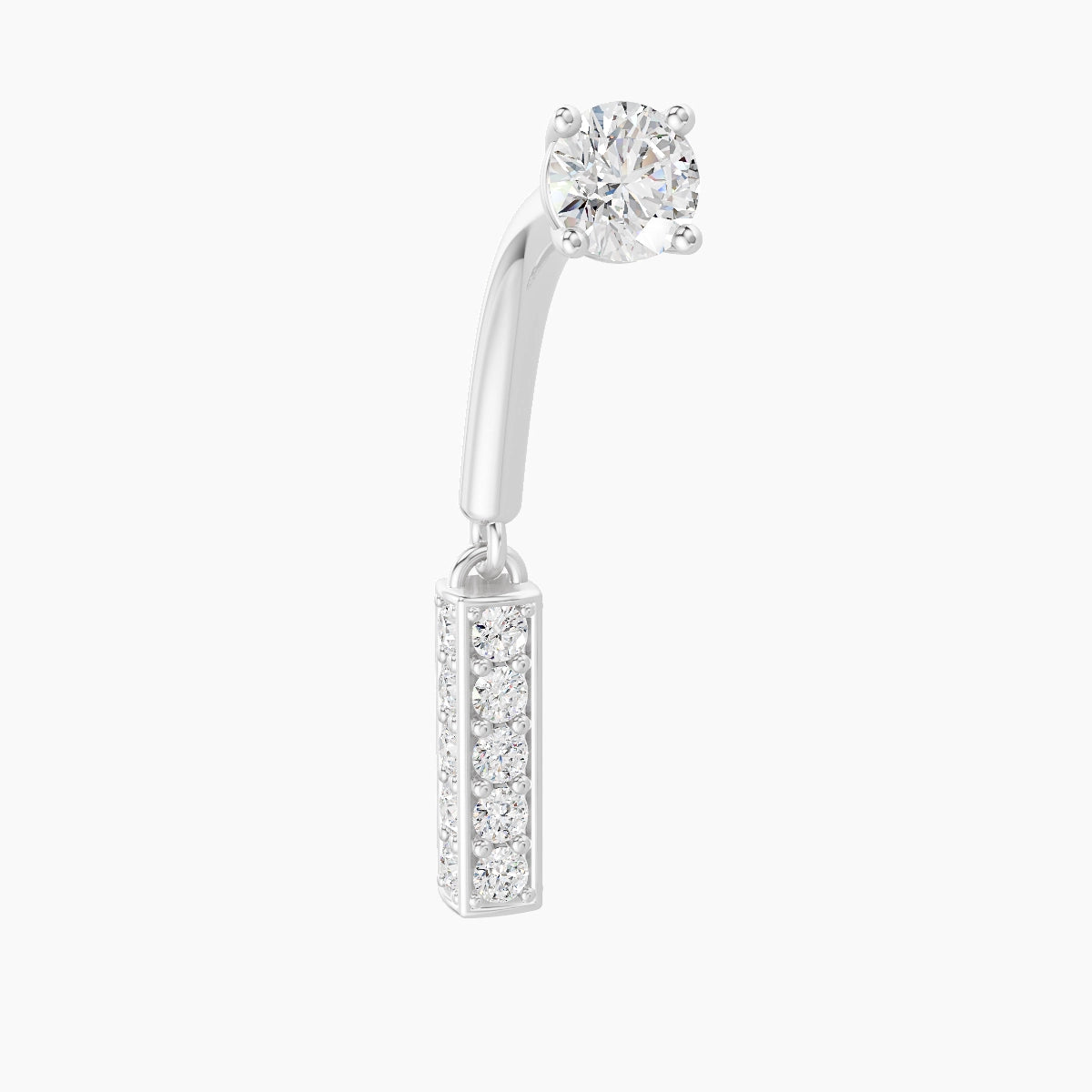 Aria | 18k White Gold 8 mm Bar Diamond Rook Piercing