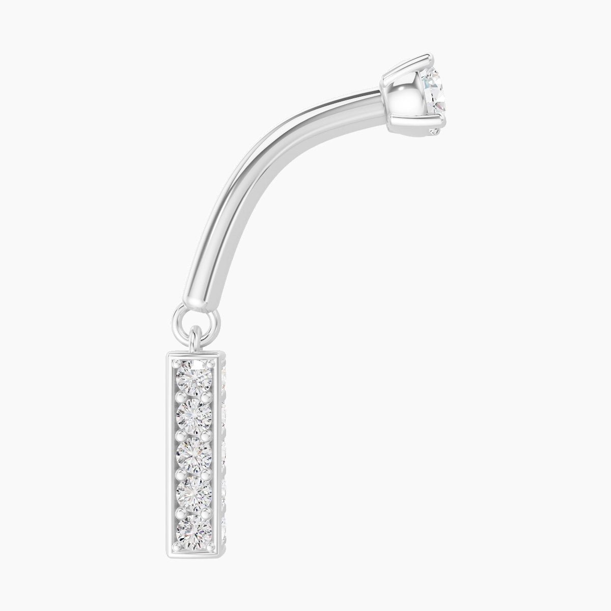 Aria | 18k White Gold 8 mm Bar Diamond Rook Piercing