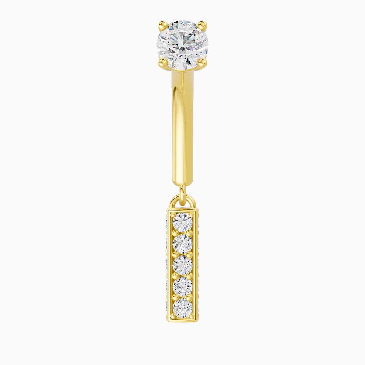 Aria | 18k Yellow Gold 8 mm Bar Diamond Rook Piercing