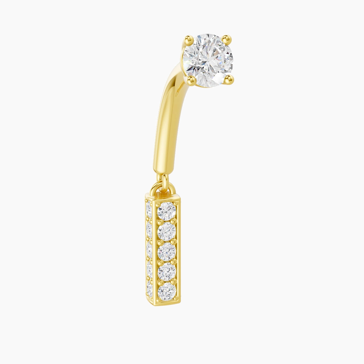 Aria | 18k Yellow Gold 8 mm Bar Diamond Rook Piercing