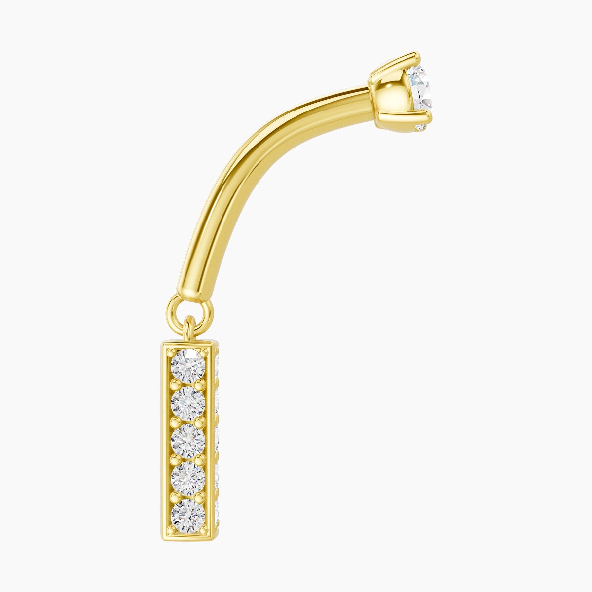 Aria | 18k Yellow Gold 8 mm Bar Diamond Rook Piercing