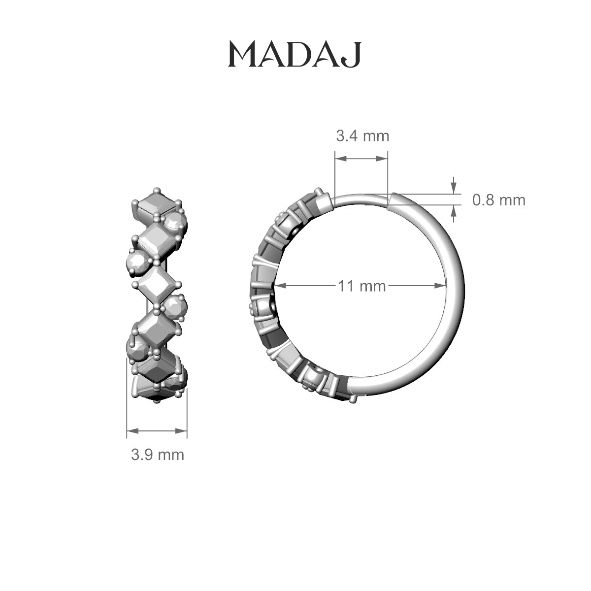 Ariana | 18k Yellow Gold 11 mm Diamond Hoop Piercing