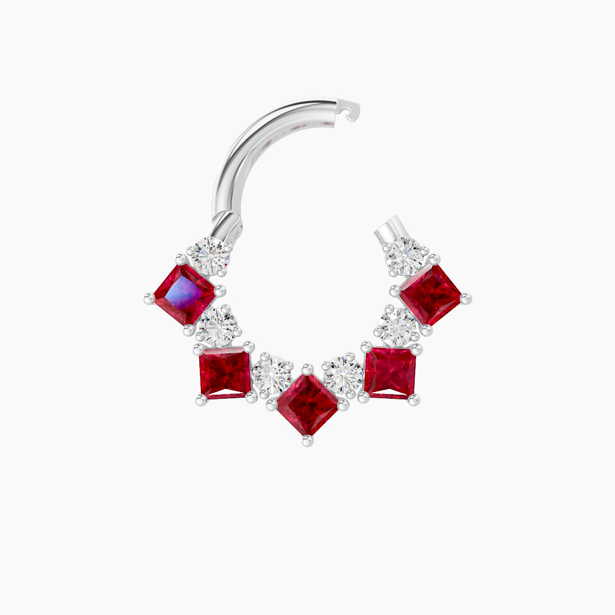 Ariana | 18k White Gold 6.5 mm Ruby & Diamond Daith Piercing