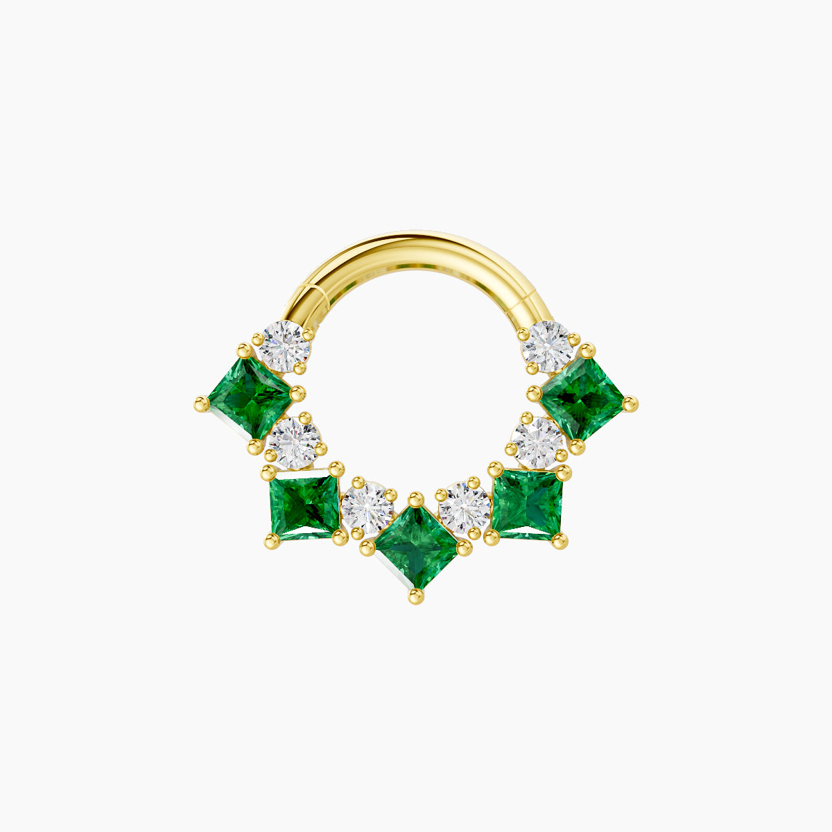 Ariana | 18k Yellow Gold 6.5 mm Emerald & Diamond Daith Piercing