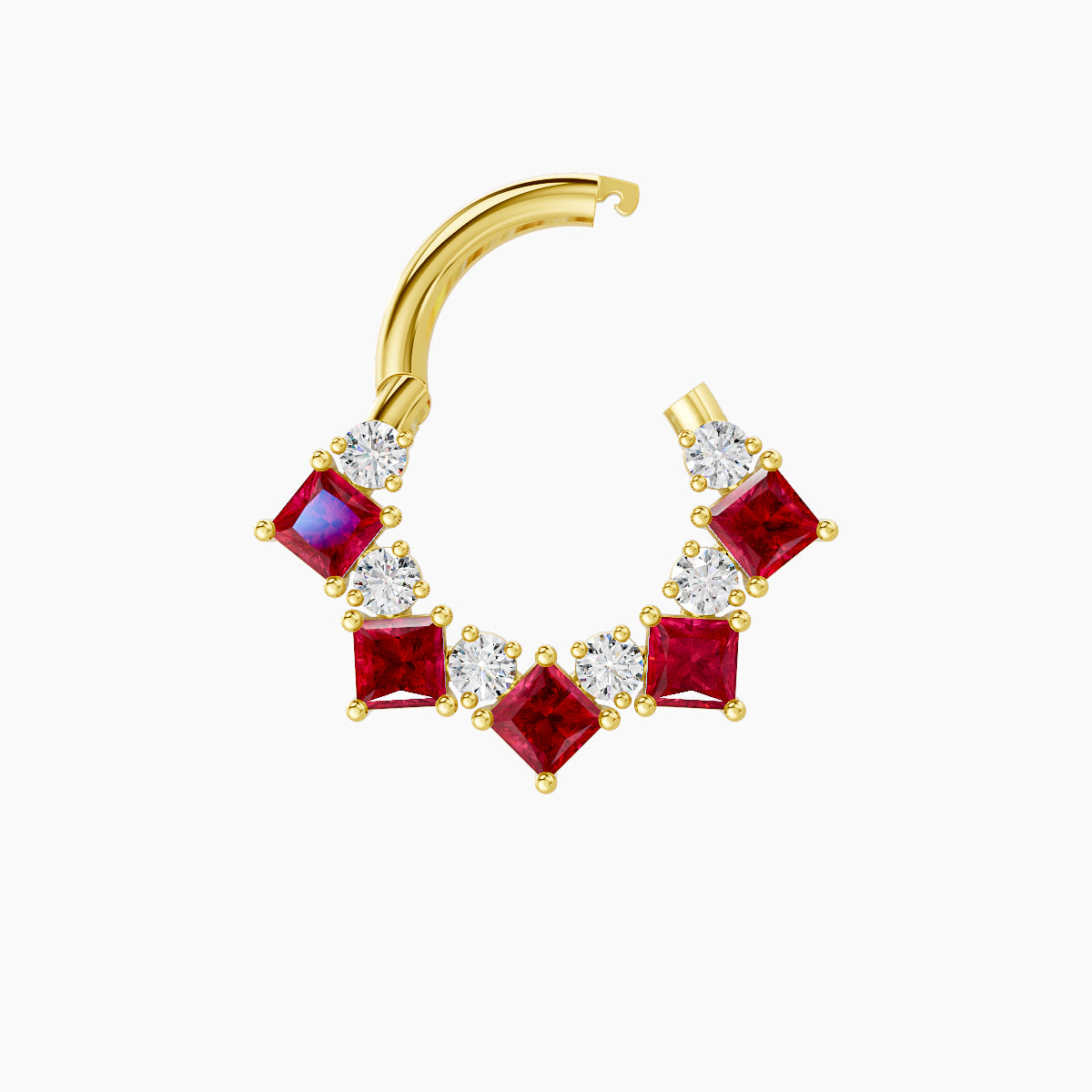 Ariana | 18k Yellow Gold 6.5 mm Ruby & Diamond Daith Piercing