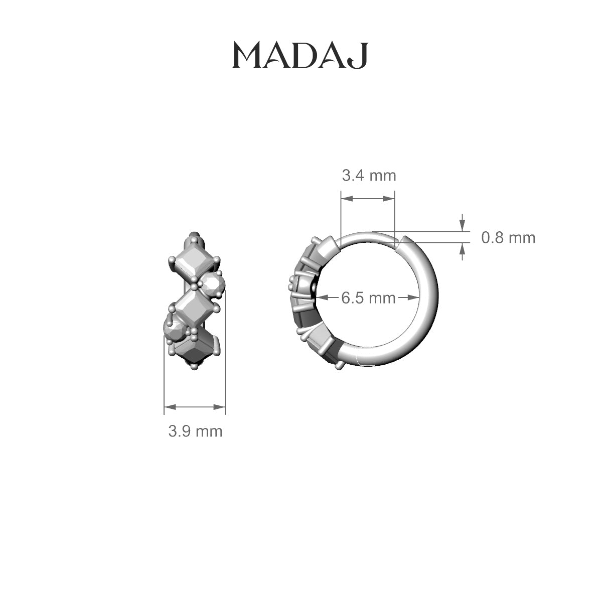 Ariana | 18k White Gold 6.5 mm Diamond Hoop Piercing