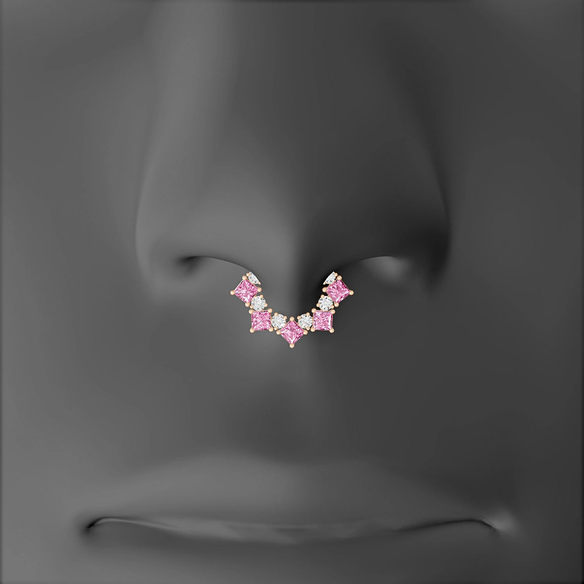 Ariana | 18k Rose Gold 6.5 mm Pink Sapphire & Diamond Septum Piercing