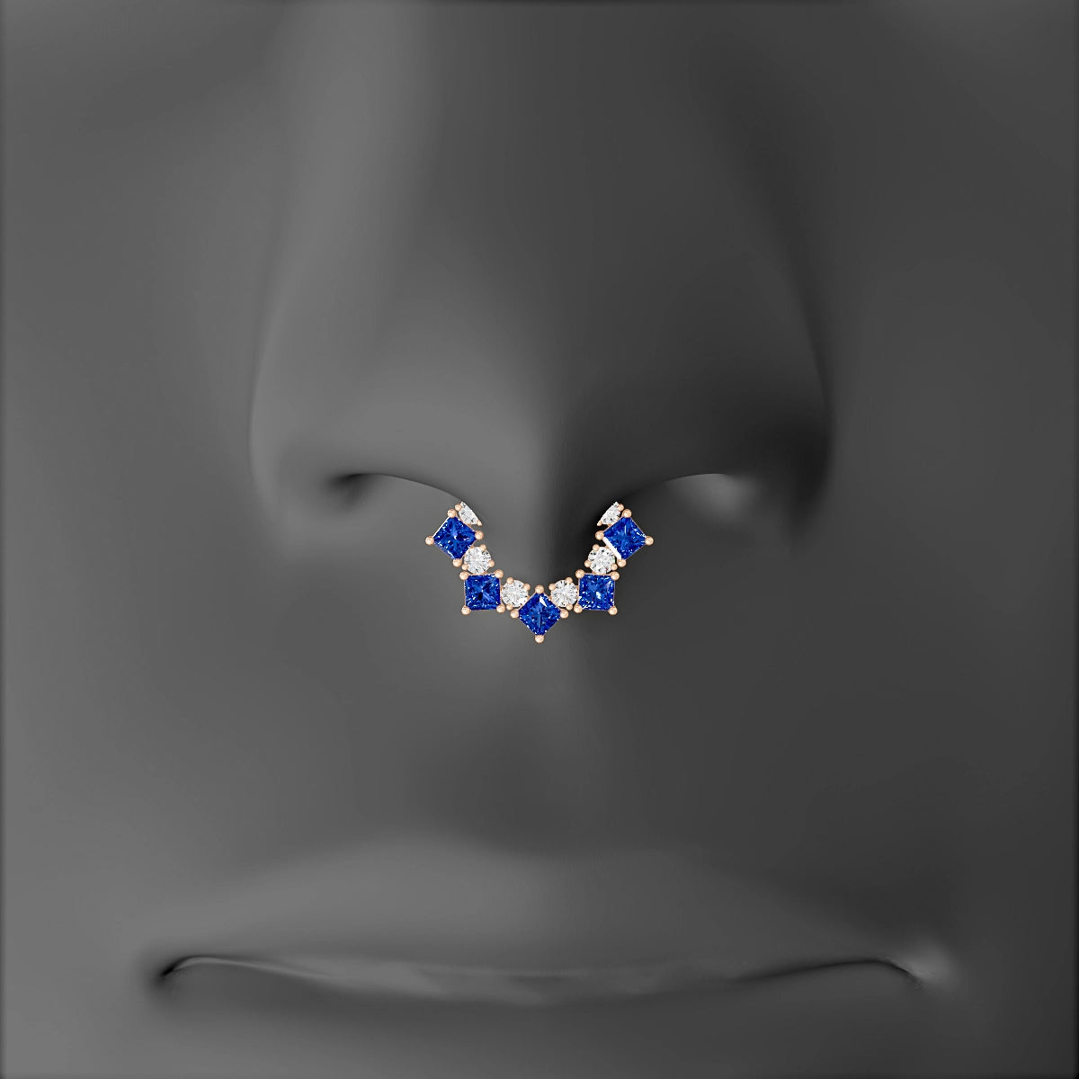 Ariana | 18k Rose Gold 6.5 mm Sapphire & Diamond Septum Piercing