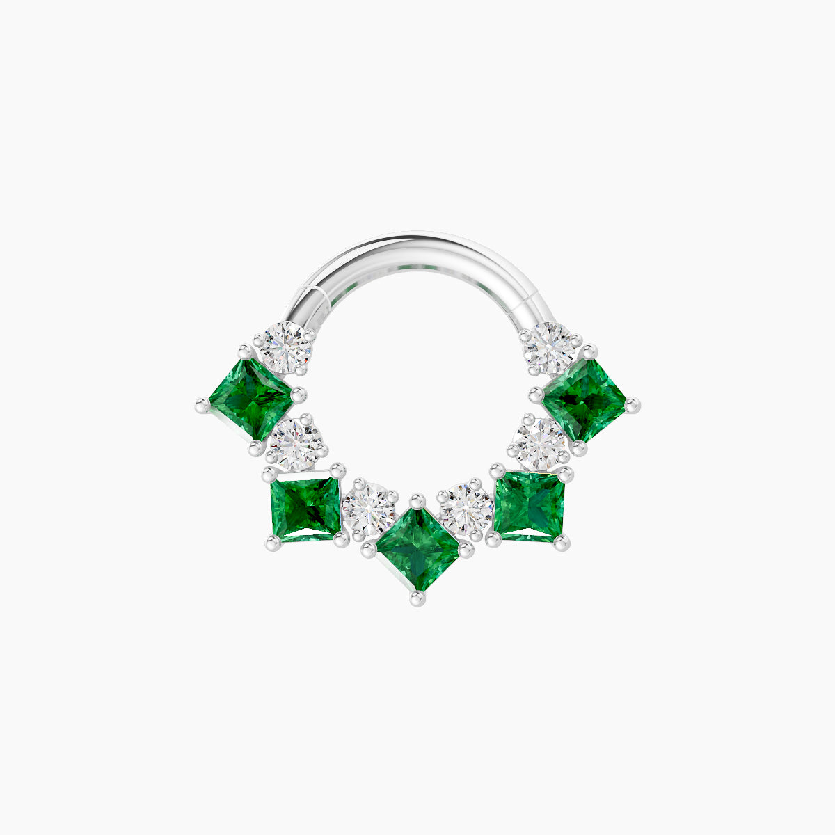 Ariana | 18k White Gold 6.5 mm Emerald & Diamond Septum Piercing