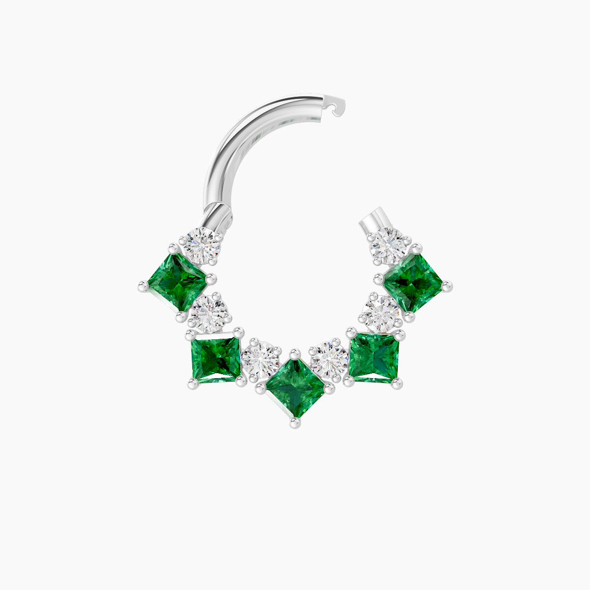 Ariana | 18k White Gold 6.5 mm Emerald & Diamond Septum Piercing