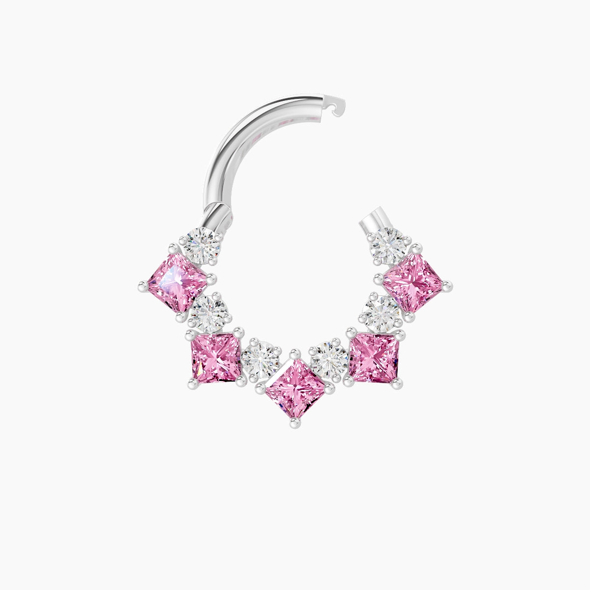 Ariana | 18k White Gold 6.5 mm Pink Sapphire & Diamond Septum Piercing